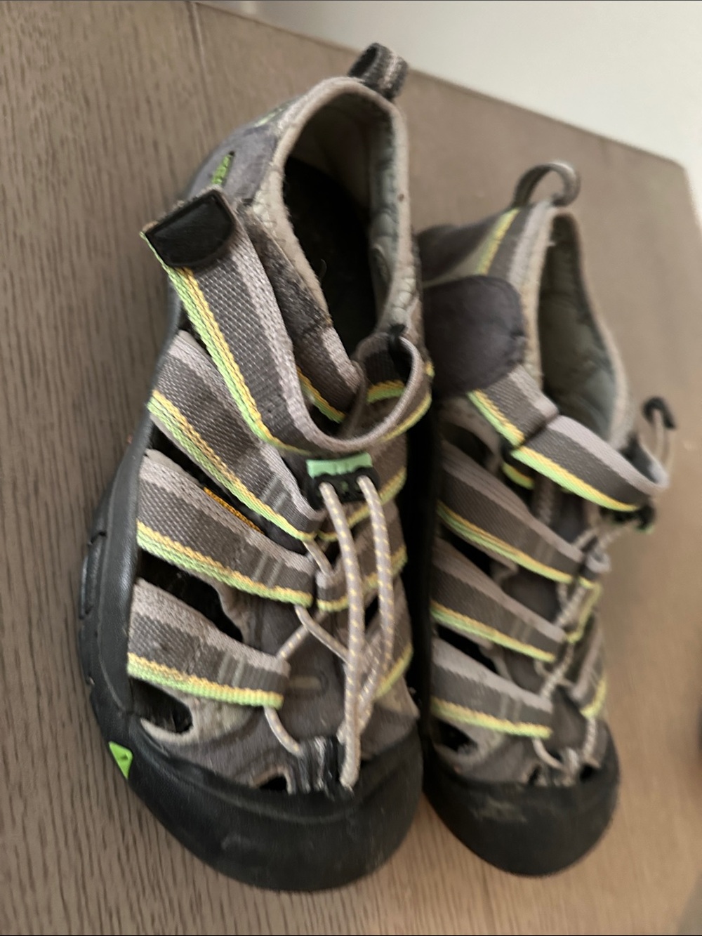 Kids Grey and Lime Keen Outdoor Sandals